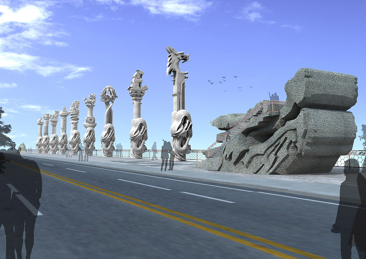 自贡市沿滩新城《龙之九子》雕塑设计